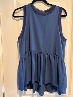 Tibi Blue Sleeveless Peplum Women’s Top